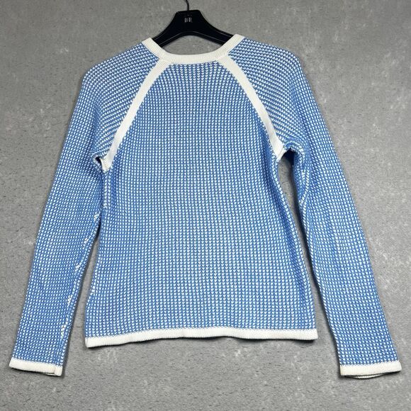 Lily Pulitzer Sweater Womens Small Blue White Costella Waffle Knit Crew Neck - Picture 8 of 13